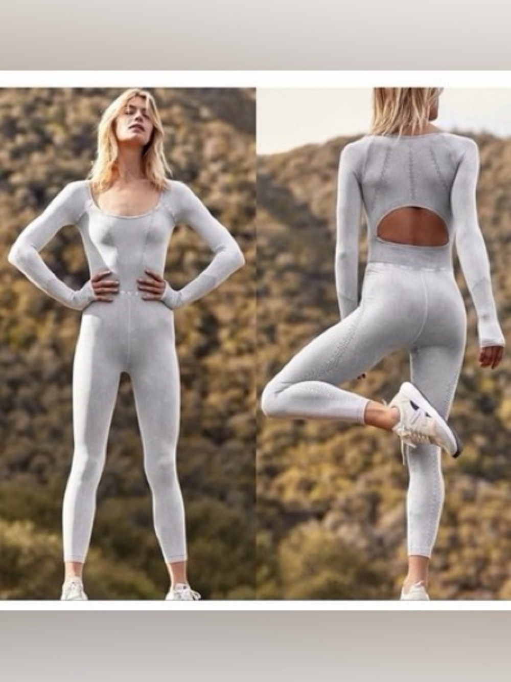 Free People Movement Long Sleeve Good Karma Ice Grey One Piece Jumpsuit XS